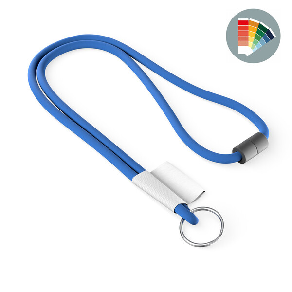 Polyester 2-tone cord lanyard with full colour label - Own PMS / Ring hook / Safety breakaway