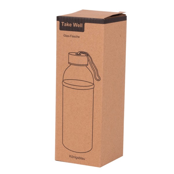 Glas-Flasche Take Well - Royalblau / Transparent