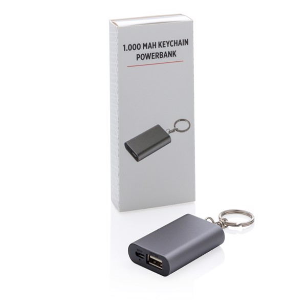 1.000 mAh keychain powerbank - Silver