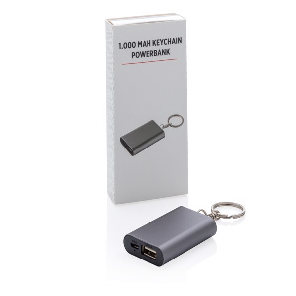 1.000 mAh Schlüsselanhänger Powerbank - Grau