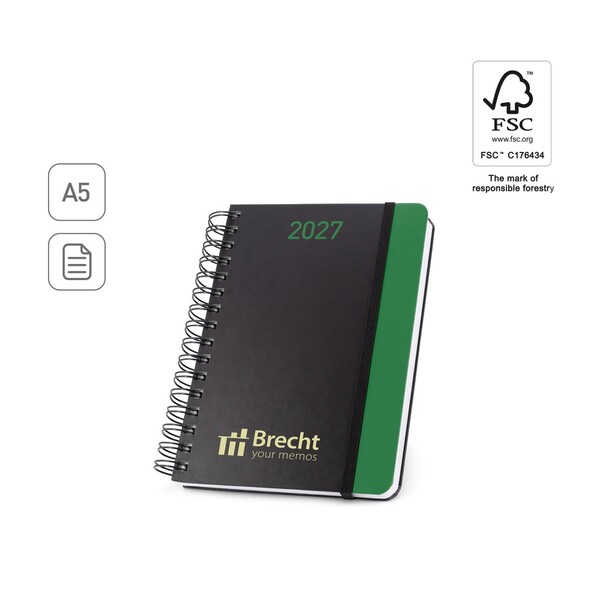 BRECHT A5. A5 diary in 100% recycled paper with a matte finish - Red