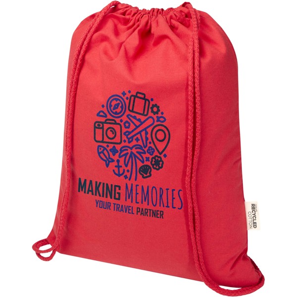 Borsa con cordoncino  in materiale riciclato GRS da 140 g/m² Oregon Blend - 5L - Rosso