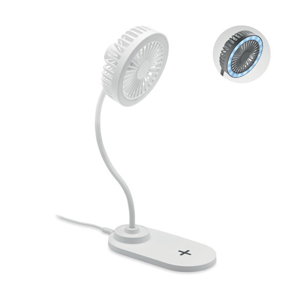 Viento desktop fan, 10W wireless charger, LED light