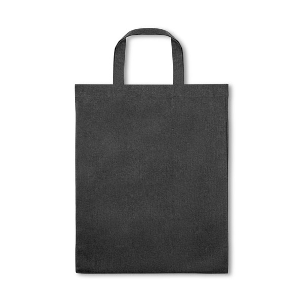 SIENA. Foldable bag in cotton (50%), recycled cotton (30%) and polyester (20% rPET) (140 g/m²) - Black