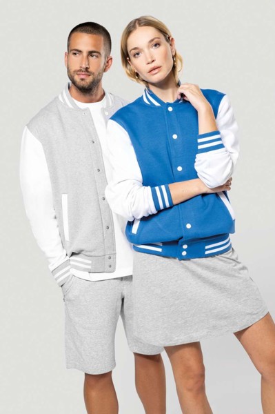 Unisex Teddy Fleece Jacket - Light Royal Blue / White / XS