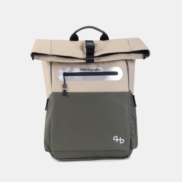 CHAIN ​​| Rucsac roll-up 15" + RFID - Hedgren - Beige / Olive