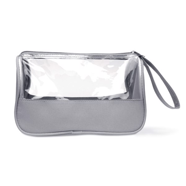 Toiletry bag microfiber w PVC Plas - Grey