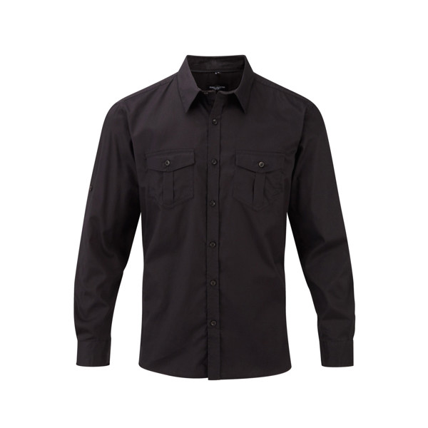 Camisa Homem Manga Comprida 130G - 100% Sarja - Algodão - Preto / S