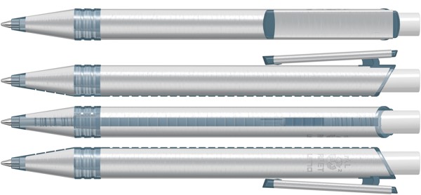 RECYKLOVANÉ PET PEN ALUMA transparent guľôčkové pero - Biela