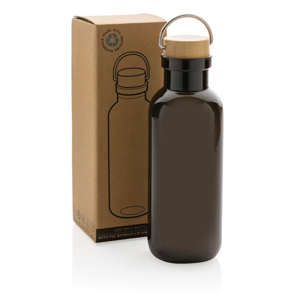 RCS RPET bottle with bamboo lid and handle - Black