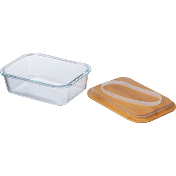 Glass lunchbox with bamboo lid KYLE - Transparent