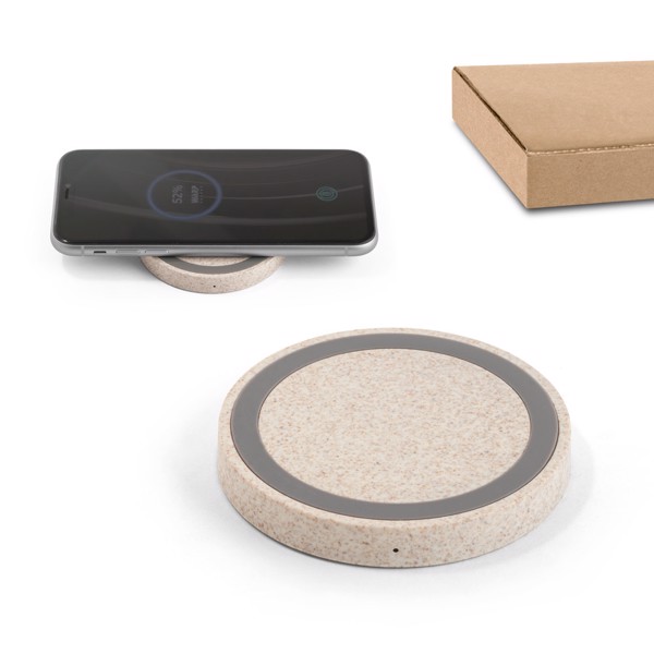 CUVIER. Wireless charger in ABS and wheat straw fibre