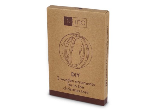 InSideOut Houten kerstornament set van 3 - Natuur