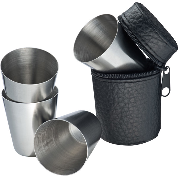 4 stainless steel cups FILIPPO - Black