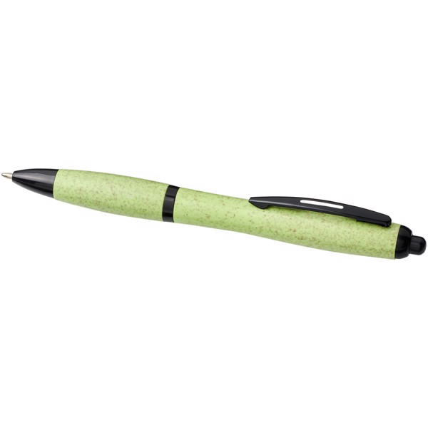 Bolígrafo de paja de trigo con punta negra "Nash" - Verde