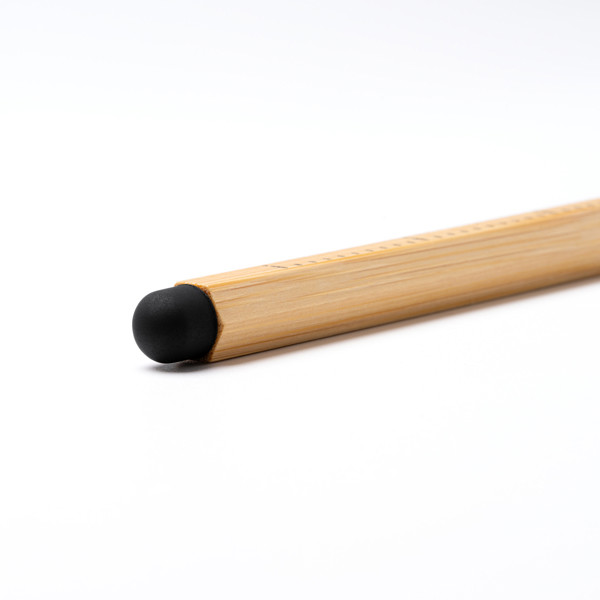 Personalised multifunctional bamboo pencil with touchscreen stylus and engraved ruler