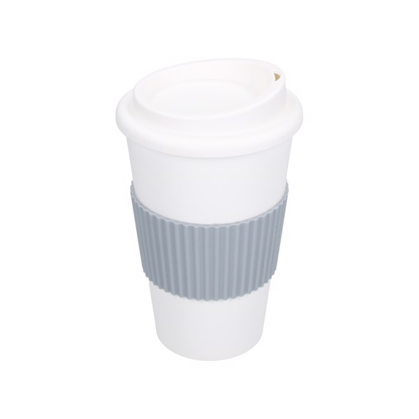 Kaffeebecher "Premium" Mit Manschette - Weiß / Grau