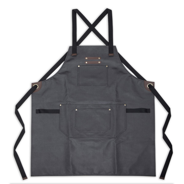 Tablier en toile enduite et cuir