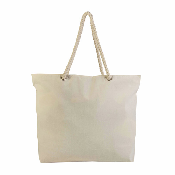 Cotton Beach Bag 220 G/M2 With Zipper, Rope Handles And Gusset At Base