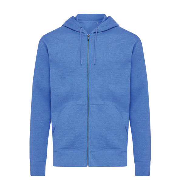 Mikina na zips s kapucňou Iqoniq Abisko z recykl. bavlny - Heather Blue / XXXL