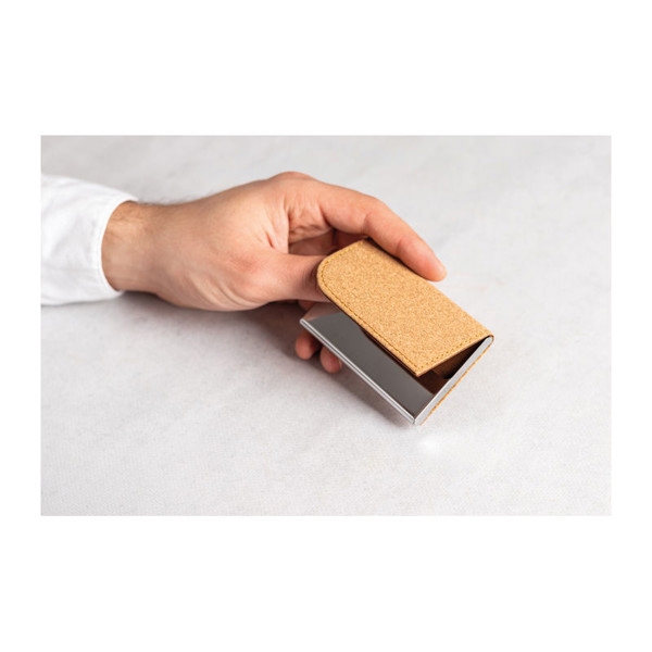 Metal Business Card Holder with cork Surface