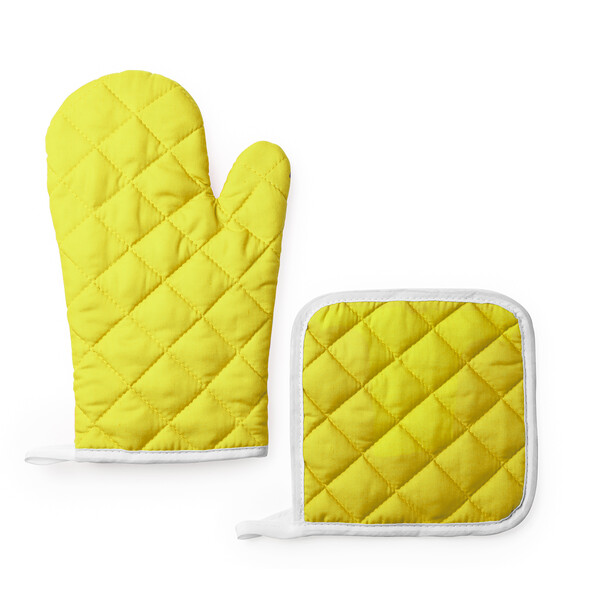 Kitchen glove and potholder set Nigella - Yellow (f8fa26)