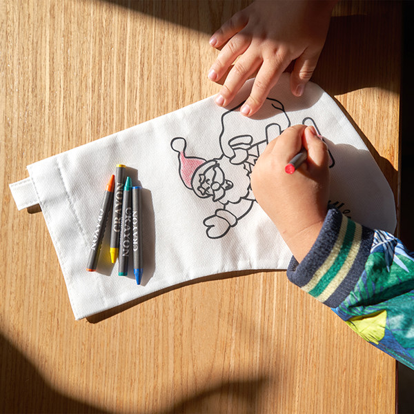 Personalised Christmas stocking non-woven with colouring reindeer design