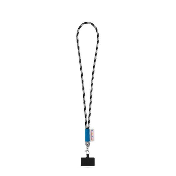 GOSPORT. SET Lanyard TUBE Long (Ø 7 mm) con mosquetón de gatillo de 9 mm y soporte para teléfono móvil - Negro / Gris