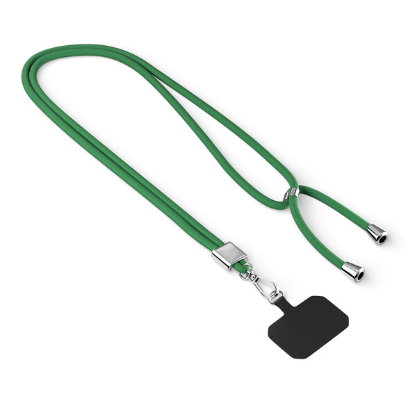 Crossbody, trendy 2-tone cord phone holder made of polyester - Classic Green / Silver accessories