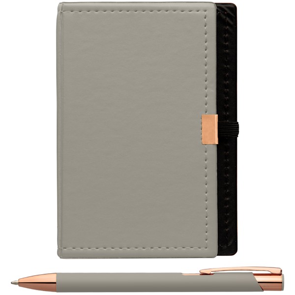 Note Caddy & Crosby Rose Gold Pen Gift set - Silver / 4 Color inkjet