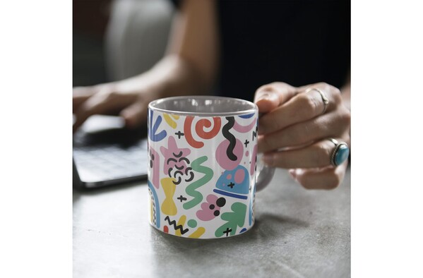 Mug subli Oslo coloré à l'intérieur & anse 300ml - Blanc / Gris