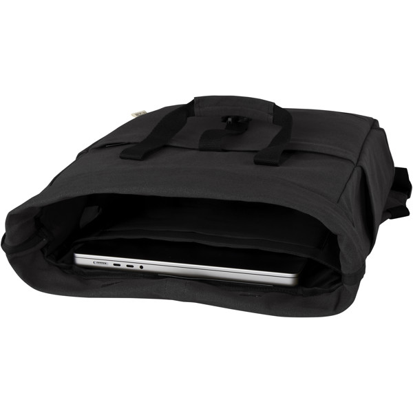 Joey 15 tommers GRS genanvendt canvas rolltop laptoprygsæk 15 L - Ensfarvet sort