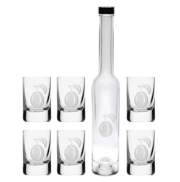SET fľaša Platina + poháre slivka