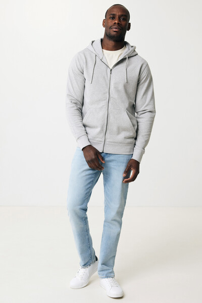 Mikina na zips s kapucňou Iqoniq Abisko z recykl. bavlny - Heather Grey / XS