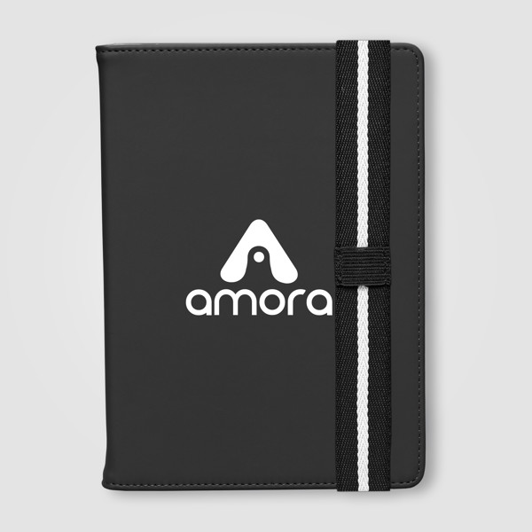 Newport Recycled Chevron Refillable Journal - A5 - Black / 4 Colour inkjet