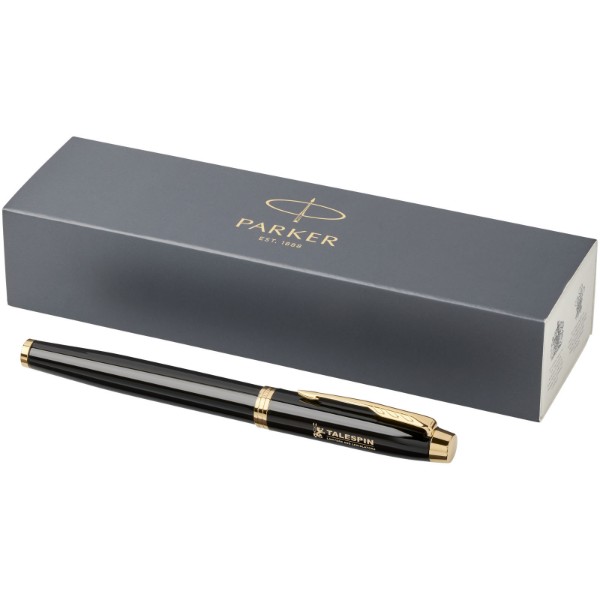 Parker IM rollerball pen (black ink) - Solid Black / Gold