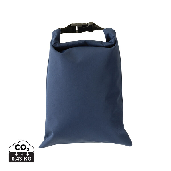 Sac à lunch pliable 30x20cm en rPET AWARE™ Snackstrap - Bleu Marine