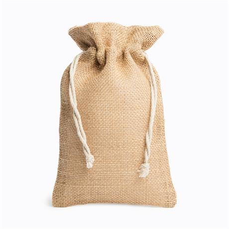 Personalised natural jute drawstring bag