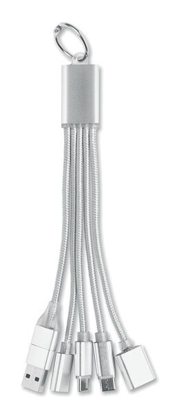 3-in-1 charging cable keyring Hublue - Silver
