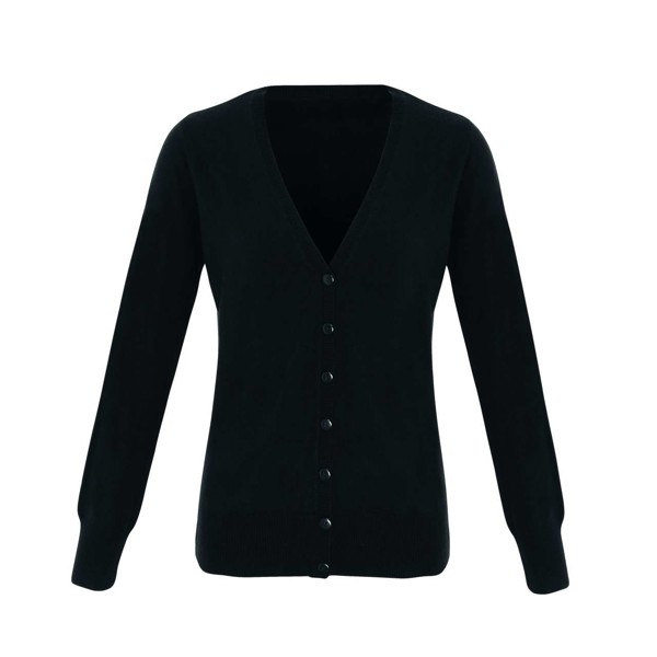 'Essential' Acrylic Women's Cardigan - Black / 6XL