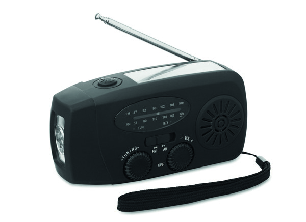 Portable radio with LED torch Onda - Black