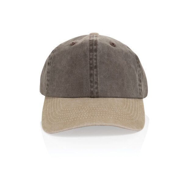 Dvojfarebná šiltovka BEAU AWARE™ Washed, 6 panelov, 270 g/m² - Hnedá