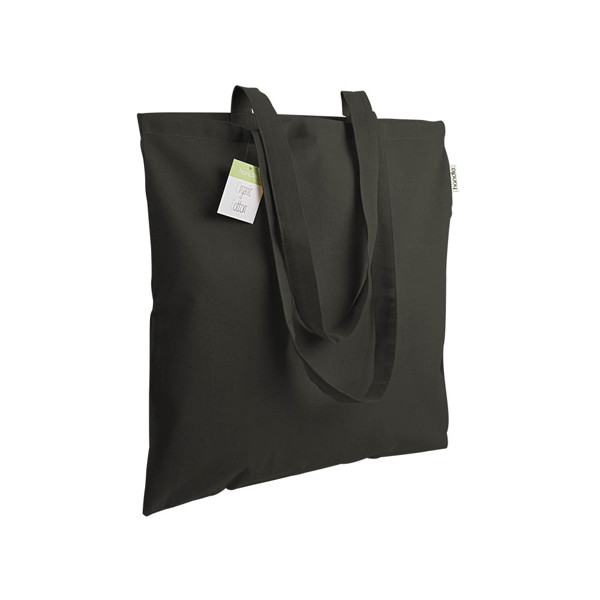 140 G/M2 Organic Cotton Shopping Bag, Long Handles - Black