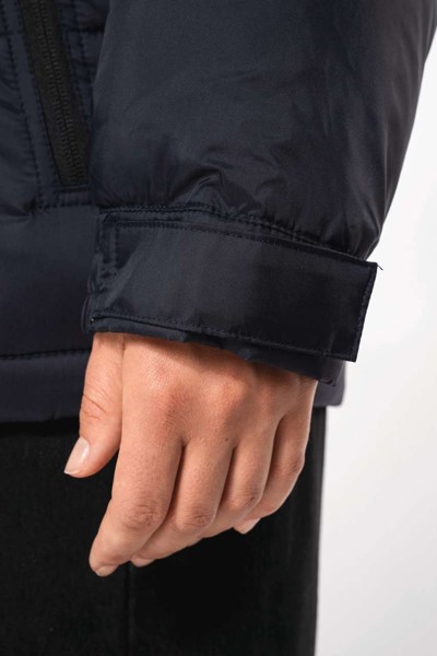 Unisex Bi-Tone Padded Jacket With Hood - Wet Sand / Black / M