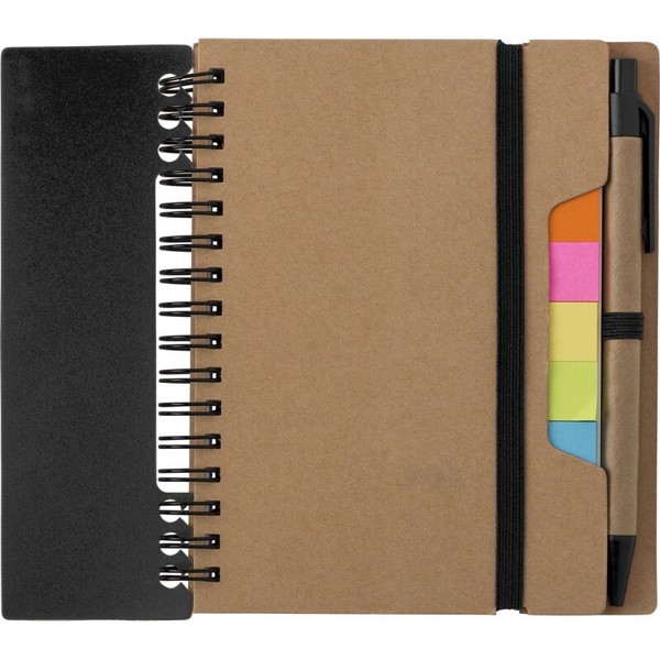 Memo holder, notebook, ball pen, ruler, sticky notes - black