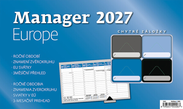 Plánovací stolní kalendář Manager Europe 2027