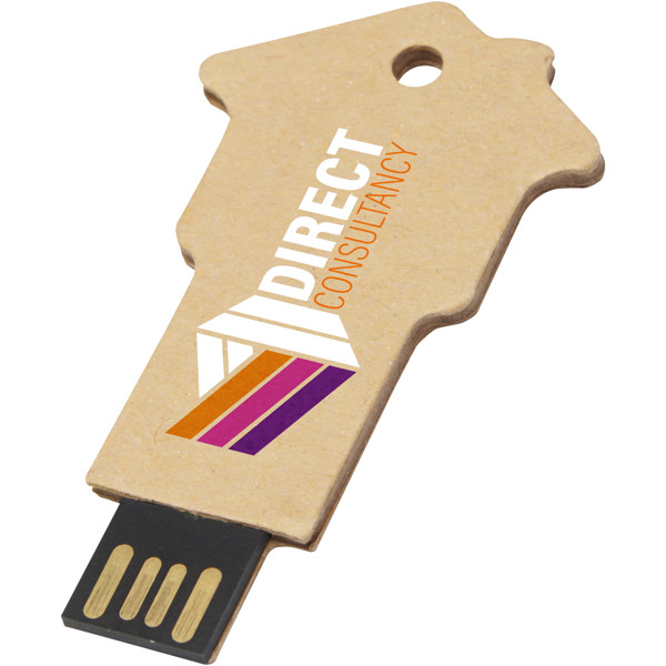 Clé USB 2.0 en papier recyclé en forme de maison - Marron kraft / 2GB