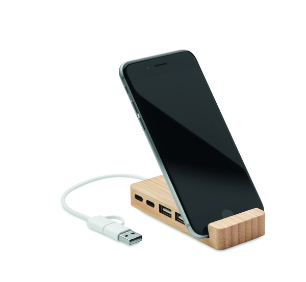 Bamboo USB 4 ports hub Hubstand