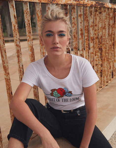 Ladies Vintage T Large Logo Print - White / XS