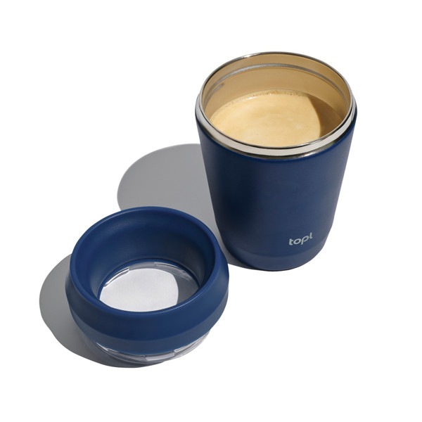 Mug 235 ml avec couvercle 360 en acier recyclé Topl - Bleu Marine